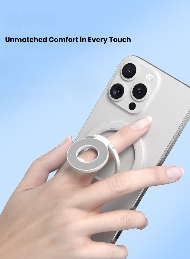 Dual Ring Magnetic Phone Holder, MagSafe Compatible 360° Rotation Tri-Fold Stand, Metal Texture for Car Mount & Live Stream - Image 5